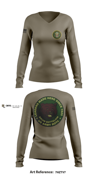 Women's Long Sleeve Vneck Shirt, Matadors, Army, Teamtime, Team time, sublimation, custom sports apparel, team uniforms, spirit wear, spiritwear, sports uniforms, custom shirts, team store, custom team store, fundraiser sports, apparel fundraiser