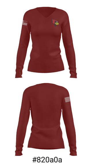 Women's Long Sleeve Vneck Shirt, Redbirds Soccer, Men's Soccer, Teamtime, Team time, sublimation, custom sports apparel, team uniforms, spirit wear, spiritwear, sports uniforms, custom shirts, team store, custom team store, fundraiser sports, apparel fundraiser