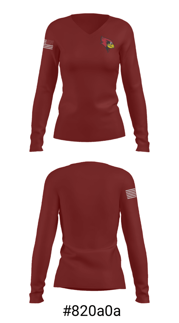Women's Long Sleeve Vneck Shirt, Redbirds Soccer, Men's Soccer, Teamtime, Team time, sublimation, custom sports apparel, team uniforms, spirit wear, spiritwear, sports uniforms, custom shirts, team store, custom team store, fundraiser sports, apparel fundraiser