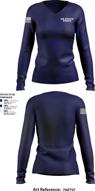 Women's Long Sleeve Vneck Shirt, US Space force, Space Force, Teamtime, Team time, sublimation, custom sports apparel, team uniforms, spirit wear, spiritwear, sports uniforms, custom shirts, team store, custom team store, fundraiser sports, apparel fundraiser