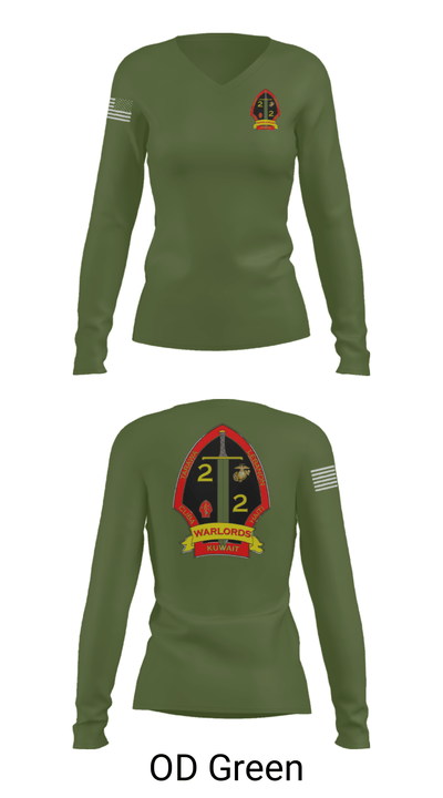 2nd battalion 2nd marines 57428370 Women's Long Sleeve V-neck Shirt - 40