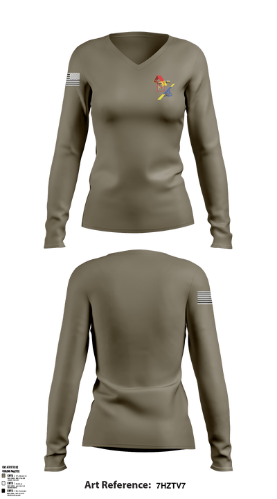 SATCOM Terminal Platoon Hawaii 59715894 Women's Long Sleeve V-neck Shirt - 1