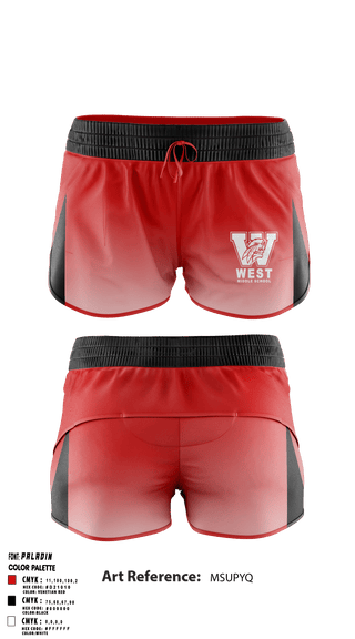 Women's Shorts, West Middle School Cheer, Cheer, Teamtime, Team time, sublimation, custom sports apparel, team uniforms, spirit wear, spiritwear, sports uniforms, custom shirts, team store, custom team store, fundraiser sports, apparel fundraiser