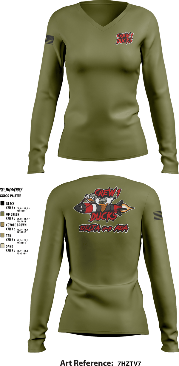 Women's Long Sleeve Vneck Shirt, , Army, Teamtime, Team time, sublimation, custom sports apparel, team uniforms, spirit wear, spiritwear, sports uniforms, custom shirts, team store, custom team store, fundraiser sports, apparel fundraiser