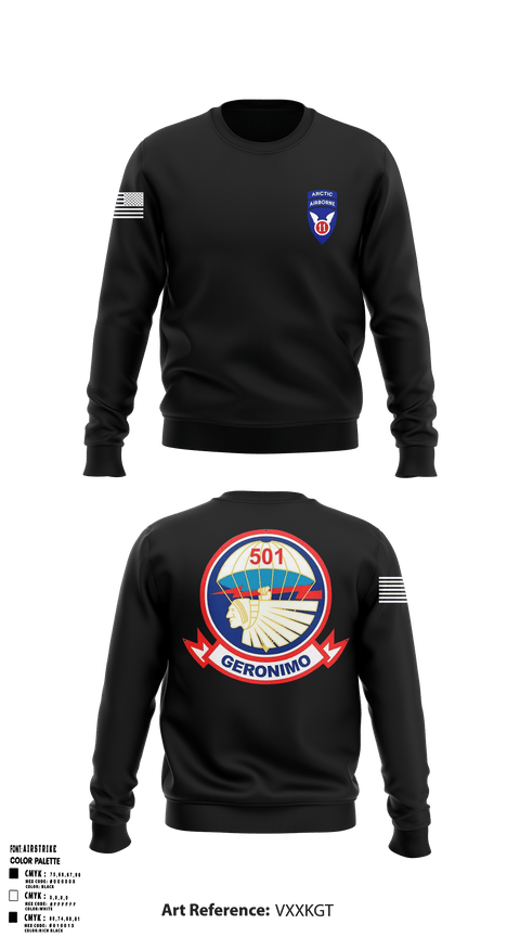 Crew Neck Sweatshirt, 1-501st parachute infantry, Army, Teamtime, Team time, sublimation, custom sports apparel, team uniforms, spirit wear, spiritwear, sports uniforms, custom shirts, team store, custom team store, fundraiser sports, apparel fundraiser