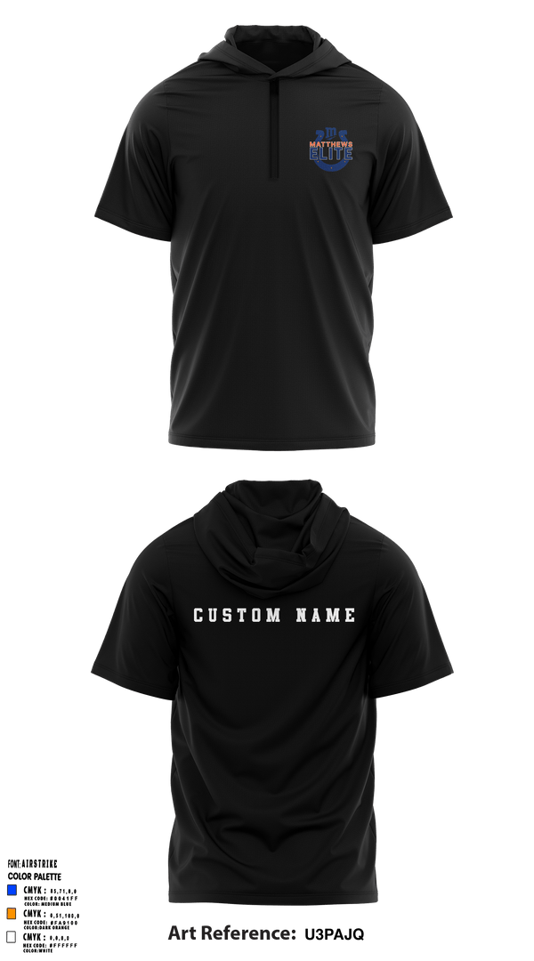 Short Sleeve Performance Shirt with hood, Matthews Elite, Football, Teamtime, Team time, sublimation, custom sports apparel, team uniforms, spirit wear, spiritwear, sports uniforms, custom shirts, team store, custom team store, fundraiser sports, apparel fundraiser