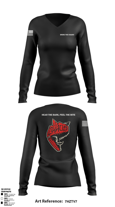 C 1-43 ADA 26758454 Women's Long Sleeve V-neck Shirt - 1