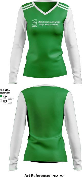 Women's Long Sleeve Vneck Shirt, Club Green Meadows, Golf, Teamtime, Team time, sublimation, custom sports apparel, team uniforms, spirit wear, spiritwear, sports uniforms, custom shirts, team store, custom team store, fundraiser sports, apparel fundraiser