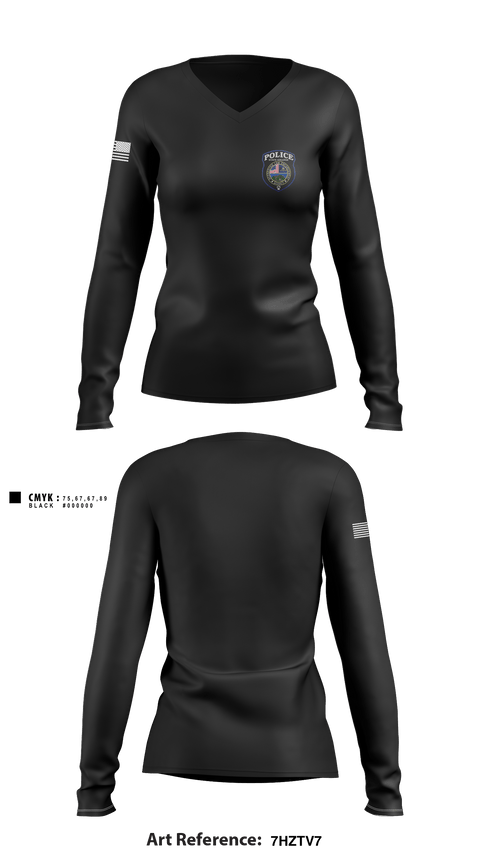 Women's Long Sleeve Vneck Shirt, , Police, Teamtime, Team time, sublimation, custom sports apparel, team uniforms, spirit wear, spiritwear, sports uniforms, custom shirts, team store, custom team store, fundraiser sports, apparel fundraiser