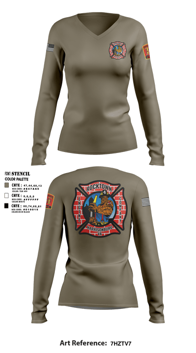 Engine Company 4 55189578 Women's Long Sleeve V-neck Shirt - 1