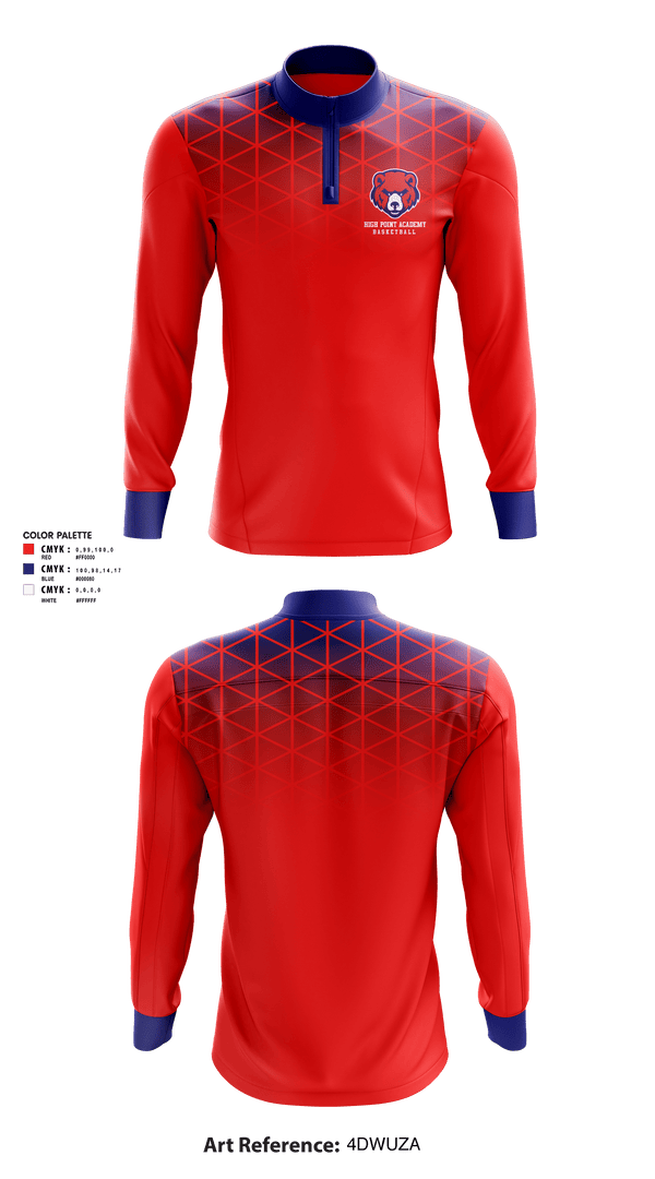 Quarter Zip Jacket, High Point Academy Basketball, Men's Basketball, Teamtime, Team time, sublimation, custom sports apparel, team uniforms, spirit wear, spiritwear, sports uniforms, custom shirts, team store, custom team store, fundraiser sports, apparel fundraiser