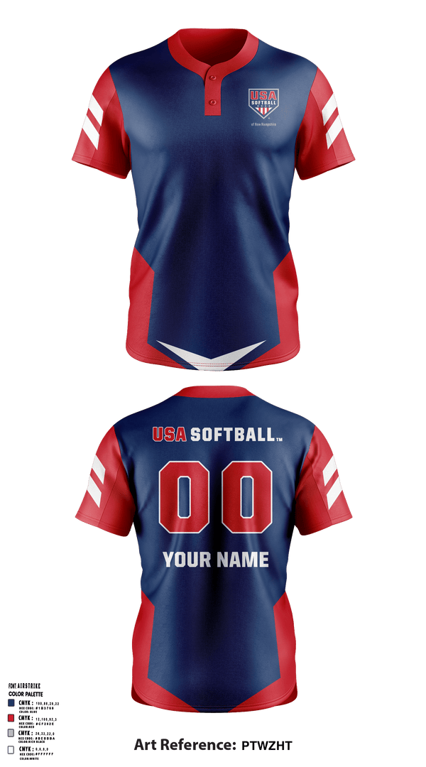 Two Button Softball Jersey, USA Softball of NH, Softball, Teamtime, Team time, sublimation, custom sports apparel, team uniforms, spirit wear, spiritwear, sports uniforms, custom shirts, team store, custom team store, fundraiser sports, apparel fundraiser
