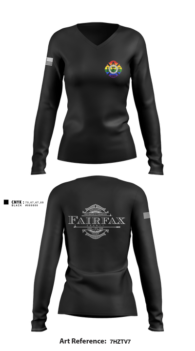 IAFF L2068 32547893 Women's Long Sleeve V-neck Shirt - 2