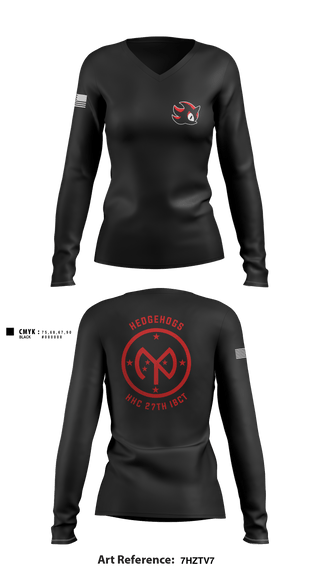 Women's Long Sleeve Vneck Shirt, HHC 27th IBCT, , Teamtime, Team time, sublimation, custom sports apparel, team uniforms, spirit wear, spiritwear, sports uniforms, custom shirts, team store, custom team store, fundraiser sports, apparel fundraiser