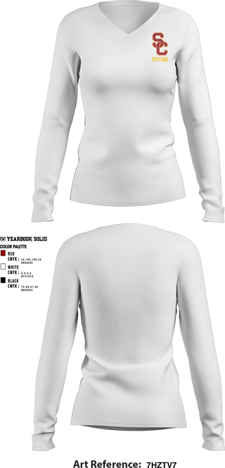 Women's Long Sleeve Vneck Shirt, University Of Southern California Diving, Spirit Store, Teamtime, Team time, sublimation, custom sports apparel, team uniforms, spirit wear, spiritwear, sports uniforms, custom shirts, team store, custom team store, fundraiser sports, apparel fundraiser