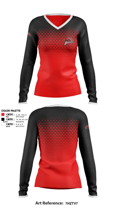 Union Grove High School Cheer 8056600 Women's Long Sleeve V-neck Shirt - 1