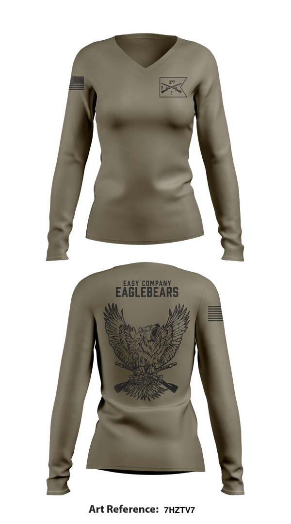 Women's Long Sleeve Vneck Shirt, , Army, Teamtime, Team time, sublimation, custom sports apparel, team uniforms, spirit wear, spiritwear, sports uniforms, custom shirts, team store, custom team store, fundraiser sports, apparel fundraiser