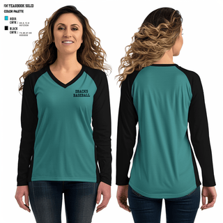 Women's Long Sleeve Vneck Shirt, Dbacks, Baseball, Teamtime, Team time, sublimation, custom sports apparel, team uniforms, spirit wear, spiritwear, sports uniforms, custom shirts, team store, custom team store, fundraiser sports, apparel fundraiser