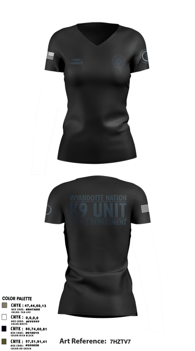 K9 Unit 27578074 Women's Short Sleeve V-neck Shirt - 12