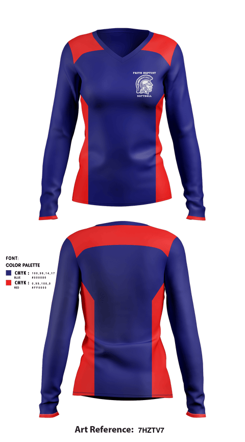 Women's Long Sleeve Vneck Shirt, Faith Baptist High School Softball, Softball, Teamtime, Team time, sublimation, custom sports apparel, team uniforms, spirit wear, spiritwear, sports uniforms, custom shirts, team store, custom team store, fundraiser sports, apparel fundraiser