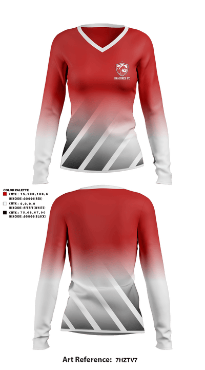 Dragones FC 94035899 Women's Long Sleeve V-neck Shirt - 1