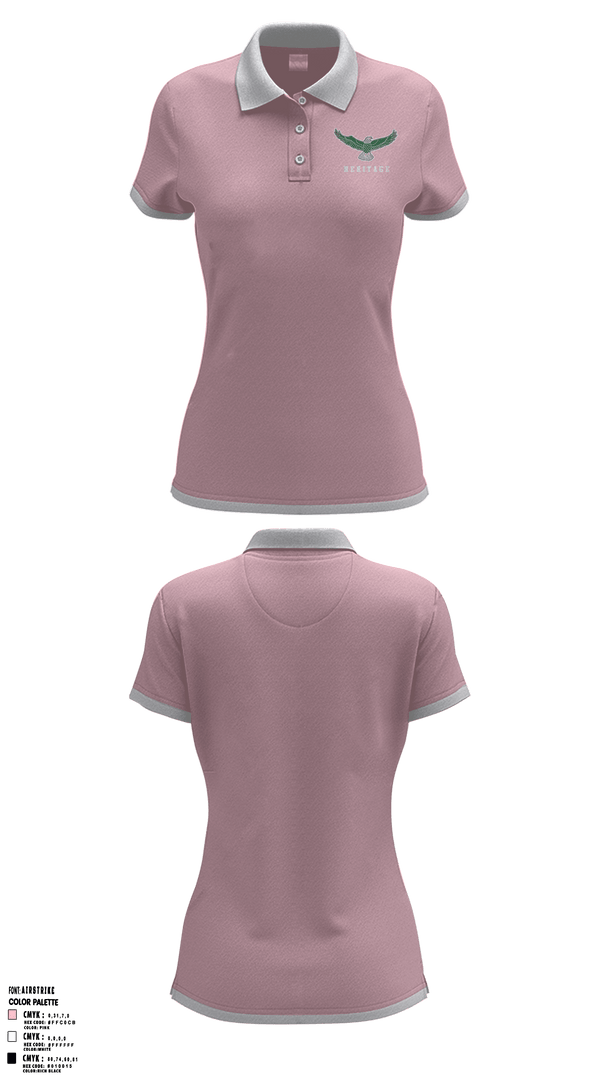 Women's Short Sleeve Performance Polo, Heritage Elementary School, Spirit Store, Teamtime, Team time, sublimation, custom sports apparel, team uniforms, spirit wear, spiritwear, sports uniforms, custom shirts, team store, custom team store, fundraiser sports, apparel fundraiser
