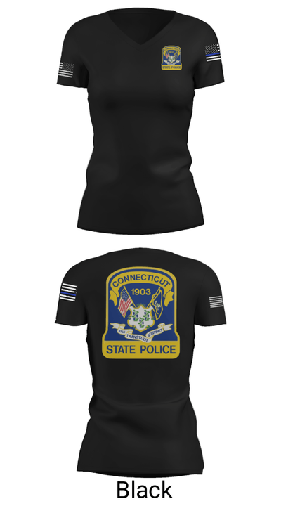 Connecticut State Police 53595968 Women's Short Sleeve V-neck Shirt - 21