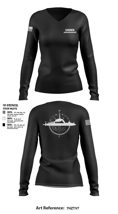 USNS Arrowhead 78431664 Women's Long Sleeve V-neck Shirt - 3