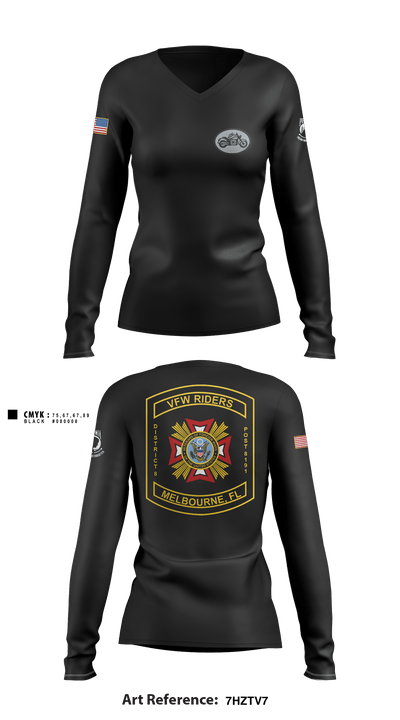 VFW Post 8191 13144984 Women's Long Sleeve V-neck Shirt - 3