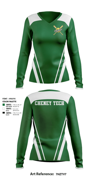 Women's Long Sleeve Vneck Shirt, Cheney Tech, Softball, Teamtime, Team time, sublimation, custom sports apparel, team uniforms, spirit wear, spiritwear, sports uniforms, custom shirts, team store, custom team store, fundraiser sports, apparel fundraiser