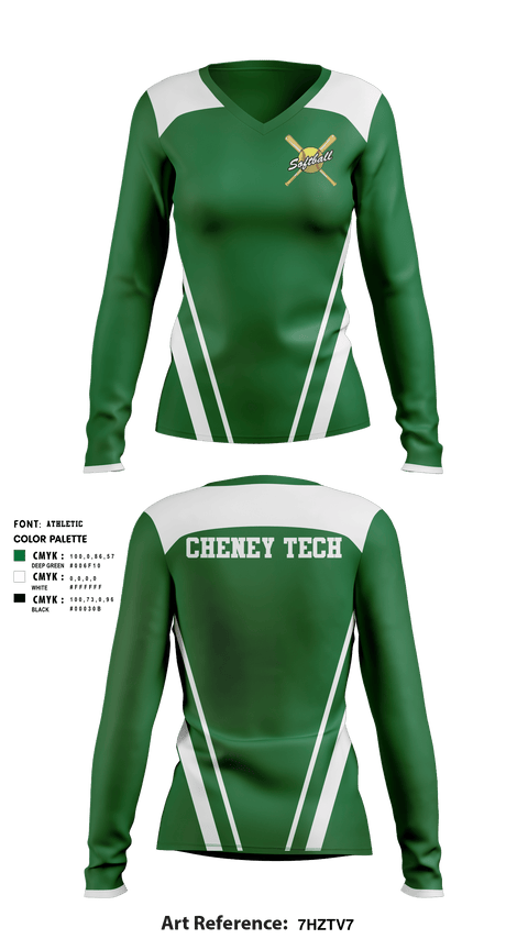 Women's Long Sleeve Vneck Shirt, Cheney Tech, Softball, Teamtime, Team time, sublimation, custom sports apparel, team uniforms, spirit wear, spiritwear, sports uniforms, custom shirts, team store, custom team store, fundraiser sports, apparel fundraiser