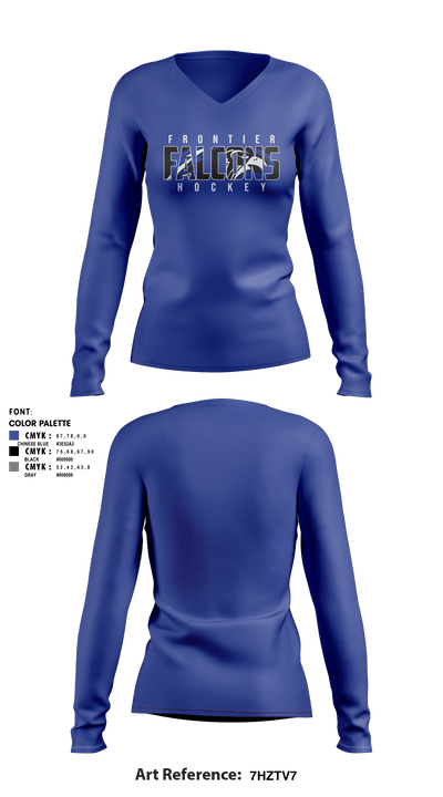 Frontier Central Hockey 50669255 Women's Long Sleeve V-neck Shirt - 2