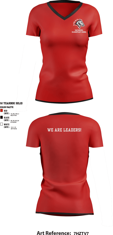 Women's Short Sleeve Vneck Shirt, San Miguel Elementary School, , Teamtime, Team time, sublimation, custom sports apparel, team uniforms, spirit wear, spiritwear, sports uniforms, custom shirts, team store, custom team store, fundraiser sports, apparel fundraiser