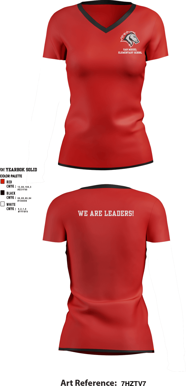Women's Short Sleeve Vneck Shirt, San Miguel Elementary School, , Teamtime, Team time, sublimation, custom sports apparel, team uniforms, spirit wear, spiritwear, sports uniforms, custom shirts, team store, custom team store, fundraiser sports, apparel fundraiser