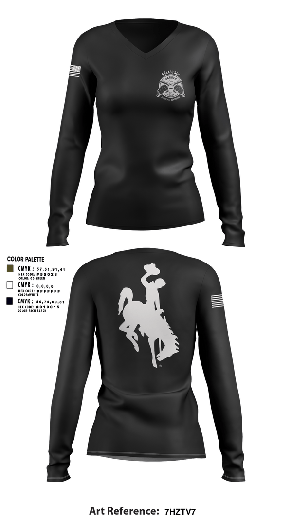 Women's Long Sleeve Vneck Shirt, A class act barbershop, , Teamtime, Team time, sublimation, custom sports apparel, team uniforms, spirit wear, spiritwear, sports uniforms, custom shirts, team store, custom team store, fundraiser sports, apparel fundraiser