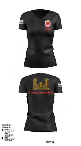 Women's Short Sleeve Vneck Shirt, 302nd EN CO, Army, Teamtime, Team time, sublimation, custom sports apparel, team uniforms, spirit wear, spiritwear, sports uniforms, custom shirts, team store, custom team store, fundraiser sports, apparel fundraiser