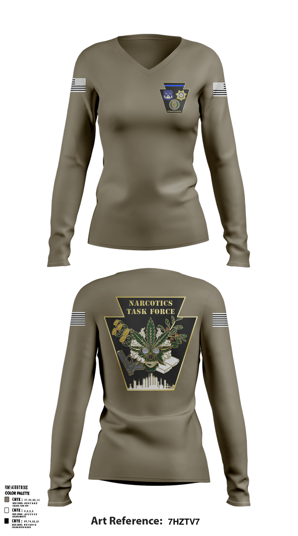 Women's Long Sleeve Vneck Shirt, Narcotics, Police, Teamtime, Team time, sublimation, custom sports apparel, team uniforms, spirit wear, spiritwear, sports uniforms, custom shirts, team store, custom team store, fundraiser sports, apparel fundraiser