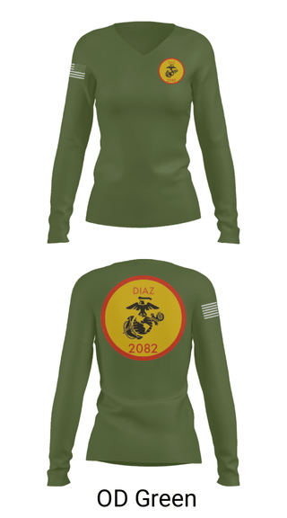 Women's Long Sleeve Vneck Shirt, , Marines, Teamtime, Team time, sublimation, custom sports apparel, team uniforms, spirit wear, spiritwear, sports uniforms, custom shirts, team store, custom team store, fundraiser sports, apparel fundraiser
