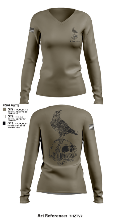 E CO 2-39 33489037 Women's Long Sleeve V-neck Shirt - 1