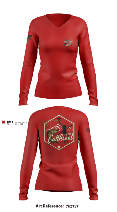A Co. 2-211th GSAB 21328090 Women's Long Sleeve V-neck Shirt - 6