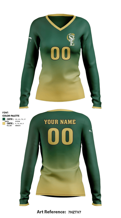 Saint Edward High School Volleyball 35540065 Women's Long Sleeve V-neck Shirt - 1