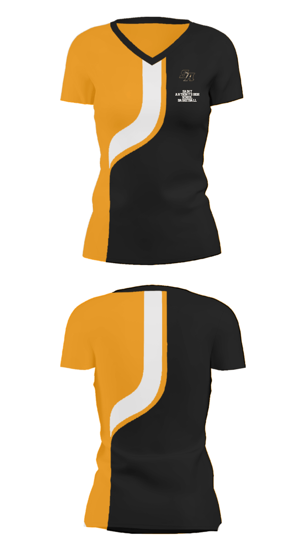 Women's Short Sleeve Vneck Shirt, Saint Anthony'S High School Basketball, Women's Basketball, Teamtime, Team time, sublimation, custom sports apparel, team uniforms, spirit wear, spiritwear, sports uniforms, custom shirts, team store, custom team store, fundraiser sports, apparel fundraiser