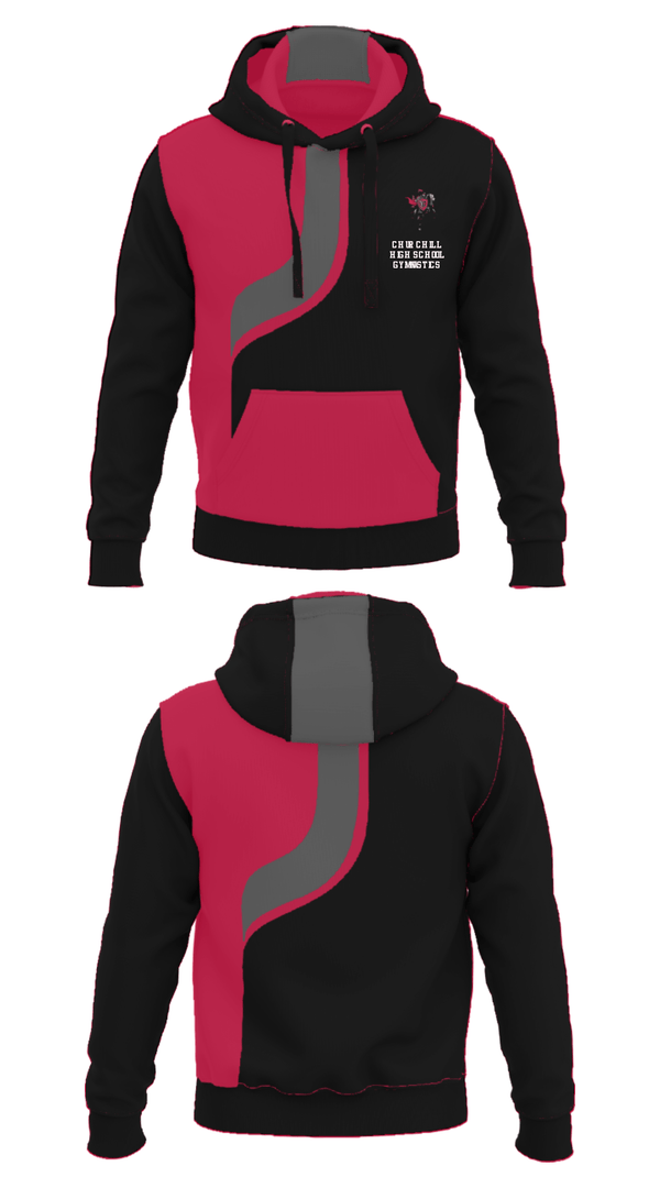 Hoodie, Churchill High School Gymnastics, Cheer, Teamtime, Team time, sublimation, custom sports apparel, team uniforms, spirit wear, spiritwear, sports uniforms, custom shirts, team store, custom team store, fundraiser sports, apparel fundraiser