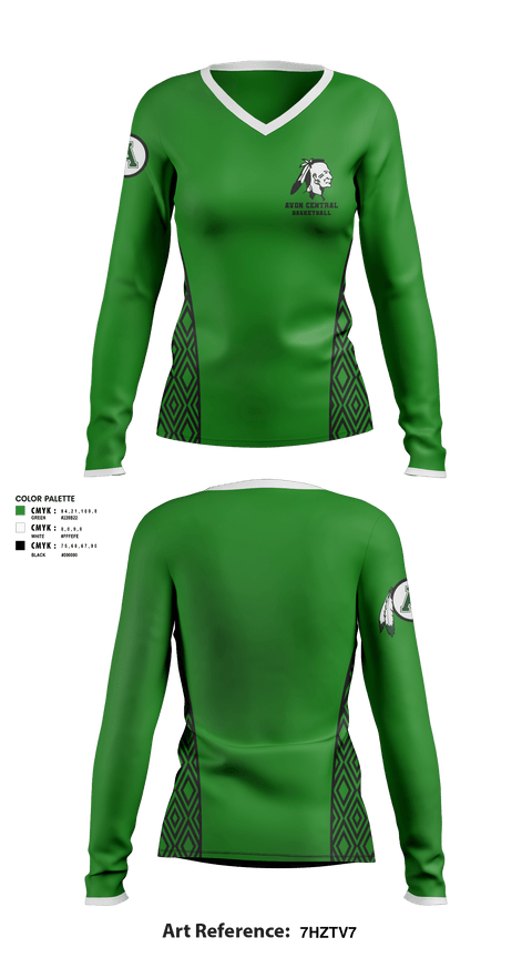Women's Long Sleeve Vneck Shirt, Avon Central High School Basketball, Women's Basketball, Teamtime, Team time, sublimation, custom sports apparel, team uniforms, spirit wear, spiritwear, sports uniforms, custom shirts, team store, custom team store, fundraiser sports, apparel fundraiser