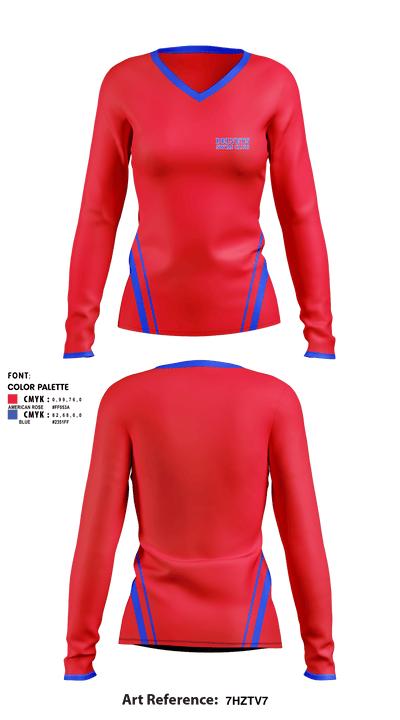 DELVETS SWIM CLUB 57524097 Women's Long Sleeve V-neck Shirt - 1