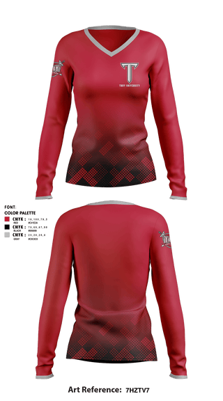 Women's Long Sleeve Vneck Shirt, Troy University, Spirit Store, Teamtime, Team time, sublimation, custom sports apparel, team uniforms, spirit wear, spiritwear, sports uniforms, custom shirts, team store, custom team store, fundraiser sports, apparel fundraiser