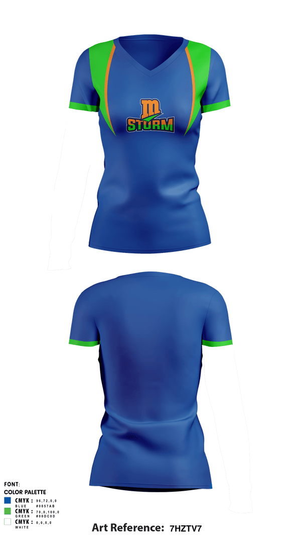 Women's Short Sleeve Vneck Shirt, Storm Track & Field, Track & Field, Teamtime, Team time, sublimation, custom sports apparel, team uniforms, spirit wear, spiritwear, sports uniforms, custom shirts, team store, custom team store, fundraiser sports, apparel fundraiser