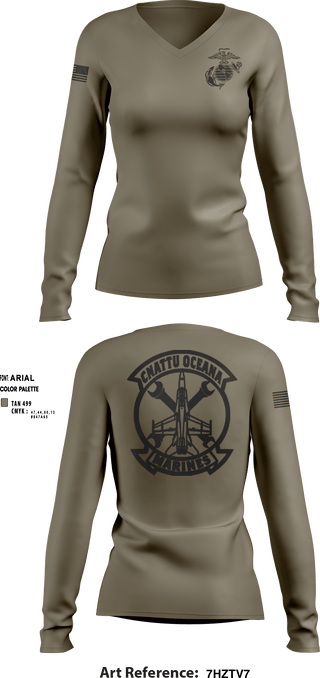 Women's Long Sleeve Vneck Shirt, , Marines, Teamtime, Team time, sublimation, custom sports apparel, team uniforms, spirit wear, spiritwear, sports uniforms, custom shirts, team store, custom team store, fundraiser sports, apparel fundraiser