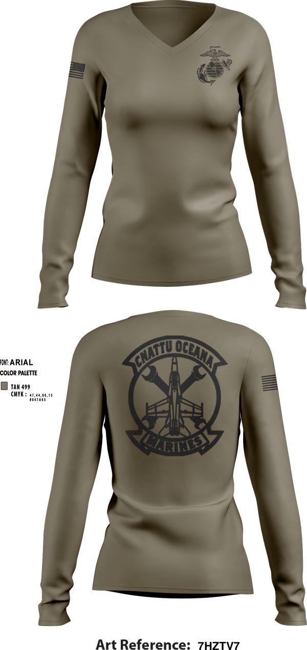 Women's Long Sleeve Vneck Shirt, , Marines, Teamtime, Team time, sublimation, custom sports apparel, team uniforms, spirit wear, spiritwear, sports uniforms, custom shirts, team store, custom team store, fundraiser sports, apparel fundraiser