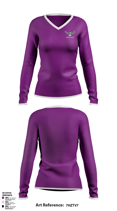 Heritage Elementary School 83742735 Women's Long Sleeve V-neck Shirt - 40